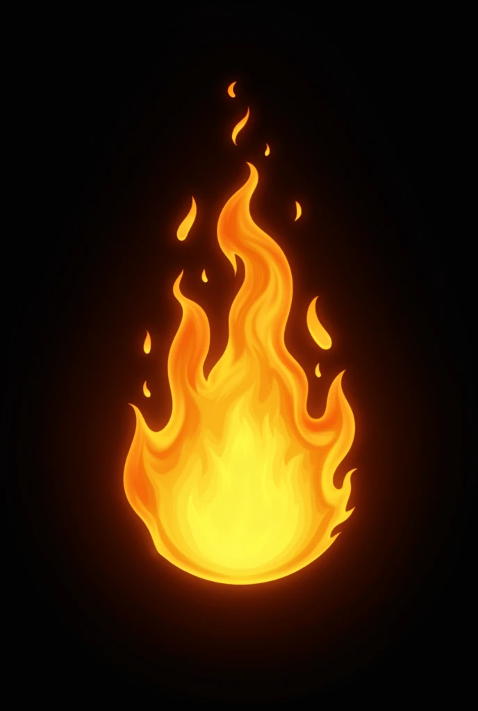 Golden Fire Emoji with black background design 
