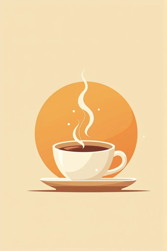 A fun and minimal logo with a steaming coffee cup, warm tones, and playful typography. Keywords: cozy, warm, inviting, modern, playful. Style: line art, flat design. Media: digital illustration. Reference artist: Massimo Vignelli.