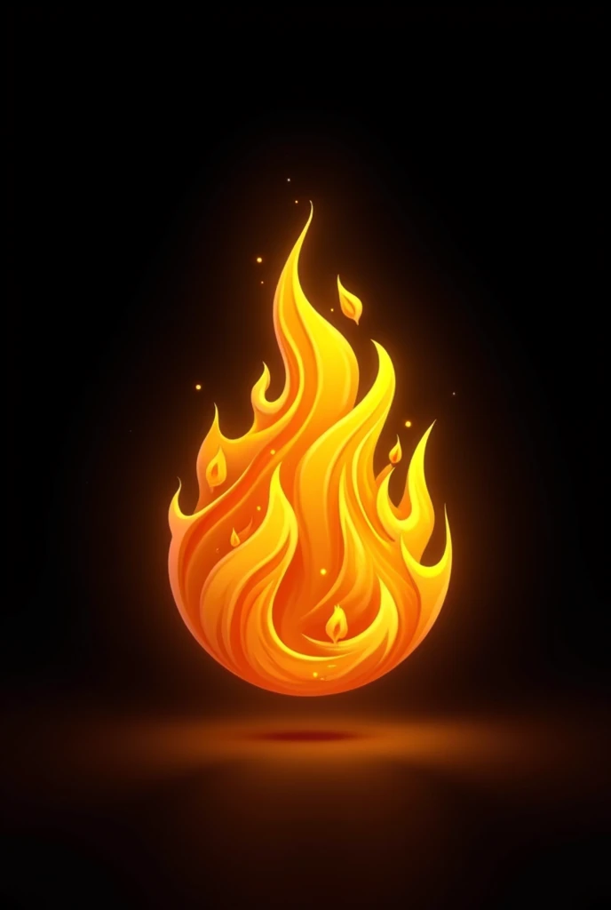 Golden Fire Emoji with black background design