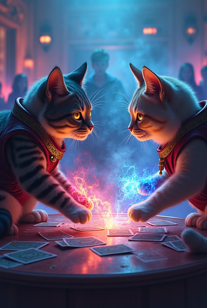 Cats playing yugioh with ????????? in a tournament 