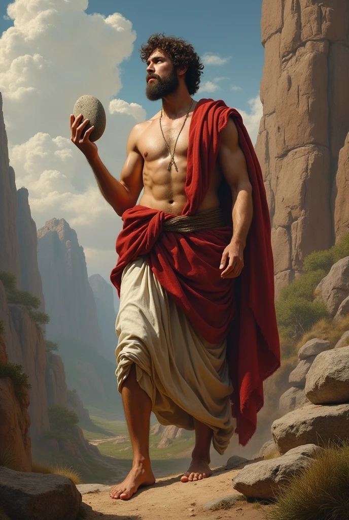 David with the stone in his hand