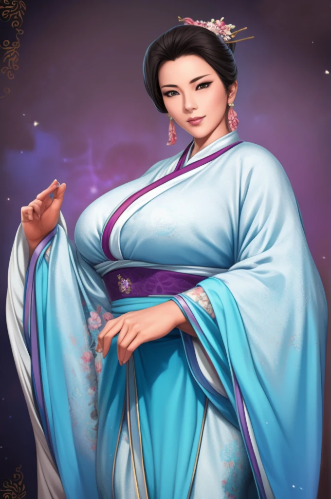 Thirty-nine-year-old mature woman in Hanfu，The crow’s feet on the face are very obvious，But she looks beautiful，plump figure，It’s standard beauty，Charming face，Excellent figure，Big ，Big Ass，slim waist，Slender，White and tender skin