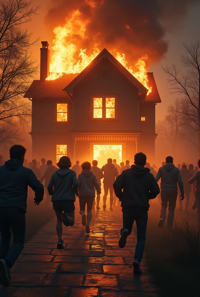 People escape from burning home