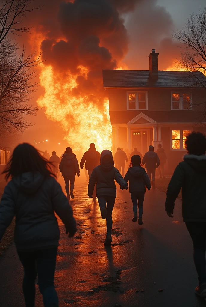People escape from burning home