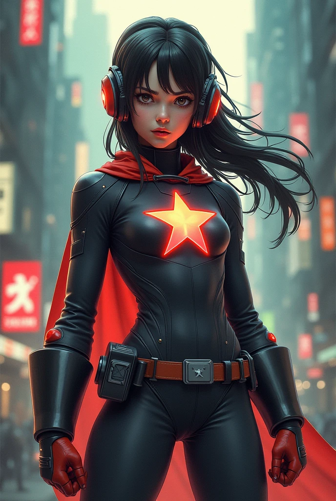 hero girl, colan THAT'S WHY, star on chest, ARTPOP gas mask