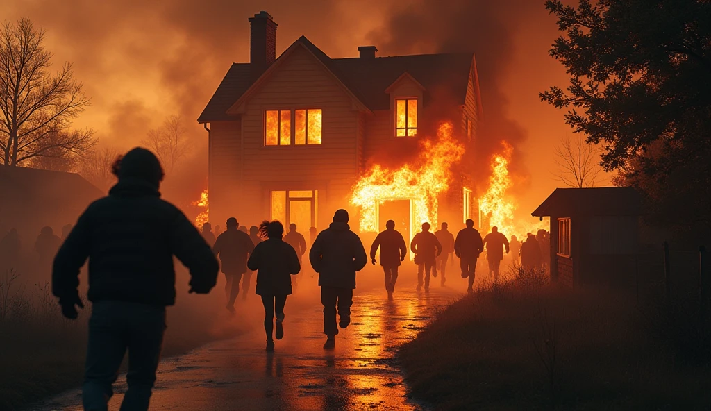People escape from burning home