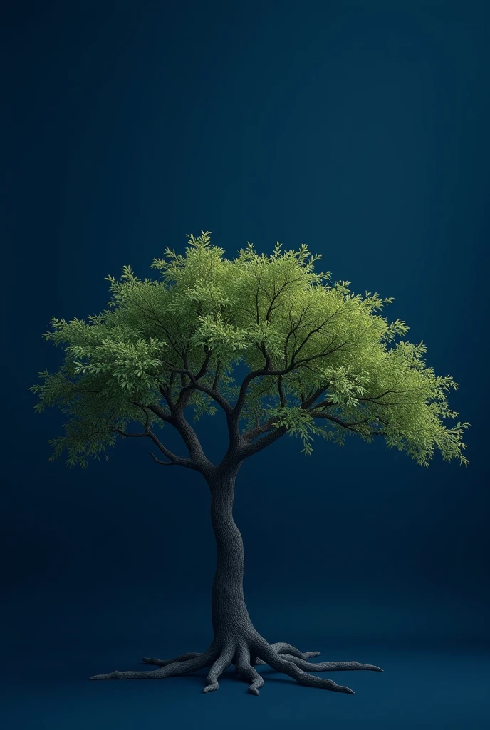 A mesquite tree without berries with many leaves on a dark blue background, with the centralized eat: Algaroba Store Instagram Profile Photo