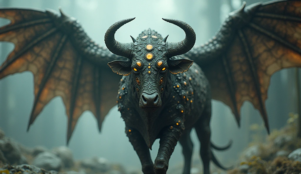 Imagine an animal with 6 wings, bull face and full of eyes all over his skin.