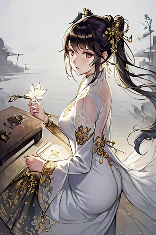 (masterpiece:1.2), Best Quality, (illustration:1.2), (ultra detailed), hyper details, (delicate detailed), (intricate details), (cinematic light, Best Quality Backlights), Delete line, soloist, perfect body, (1 girl), detective Harriet Murphy, (make up), high contrast, (better lighting, an extremely created and beautiful), (cinematic light), showy,