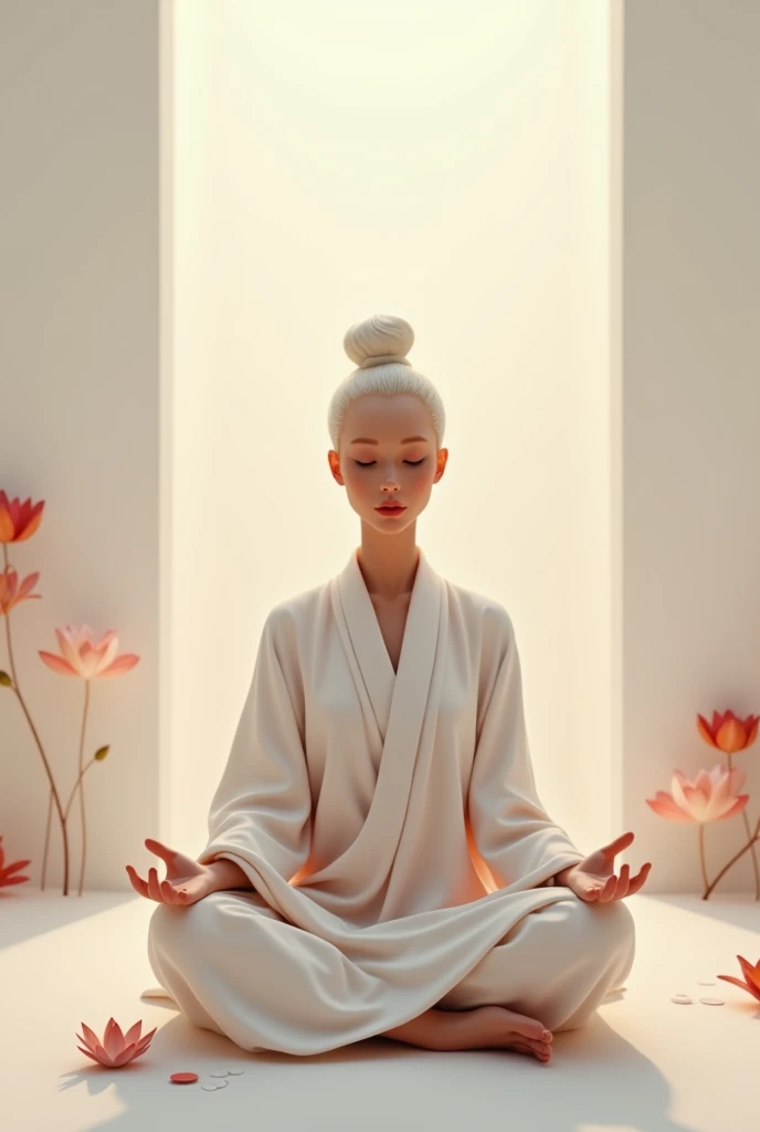 Brazilian Meditation School Brand Avatar wearing white with subtle red accents