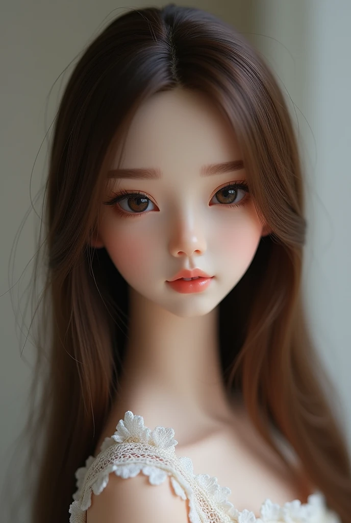 make a brunette doll with straight hair and slightly stretched eyes I want a brunette doll