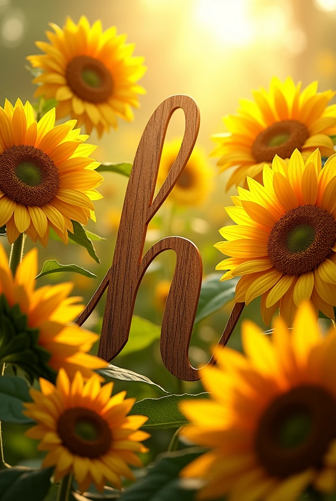 Depicted with sunflowers English alphabet (H)