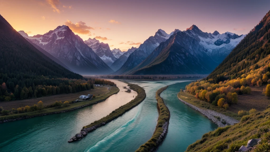 Mountains and rivers，Sea，Sunset