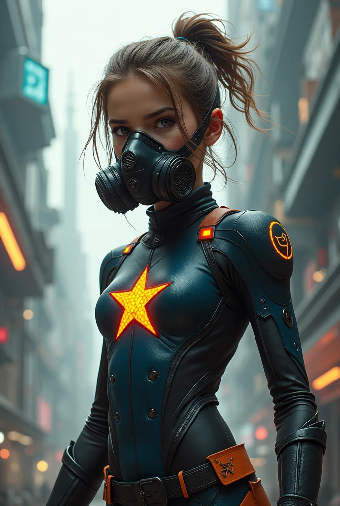 hero girl, colan THAT&#39;S WHY, star on chest, ARTPOP COMICS gas mask