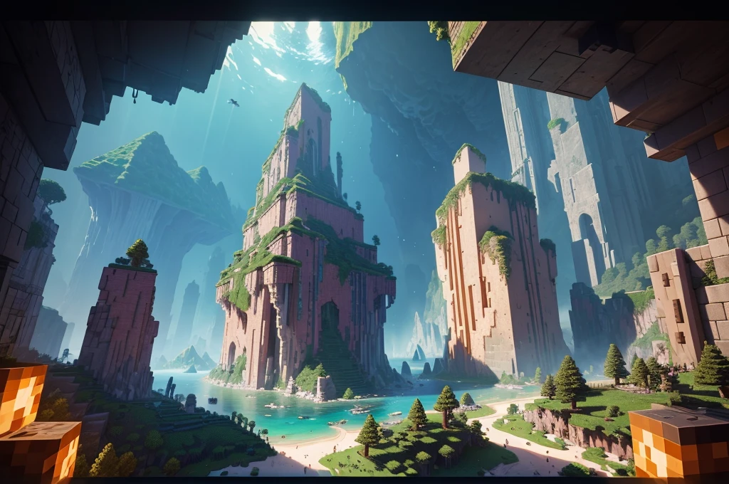 best quality,ultra-detailed,realistic,minecraft scene,blocky characters,cuboid shapes,colorful landscape,dynamic lighting,fantastic creatures,mining and crafting,adventure,exploration,vibrant colors,depth-of-field effect,breathtaking view,block-building game,endless possibilities,open world,immersive experience,building structures,redstone engineering,magical potions,combat with monsters,treasure hunting,rainbow block,underwater exploration,giant trees,towering mountains,player's inventory,caves and caverns,biomes and landscapes,peaceful sunset,survival mode,creative mode,gameplay experience,dynamic weather,emergent gameplay,8-bit sound effects name Rizzlegends 