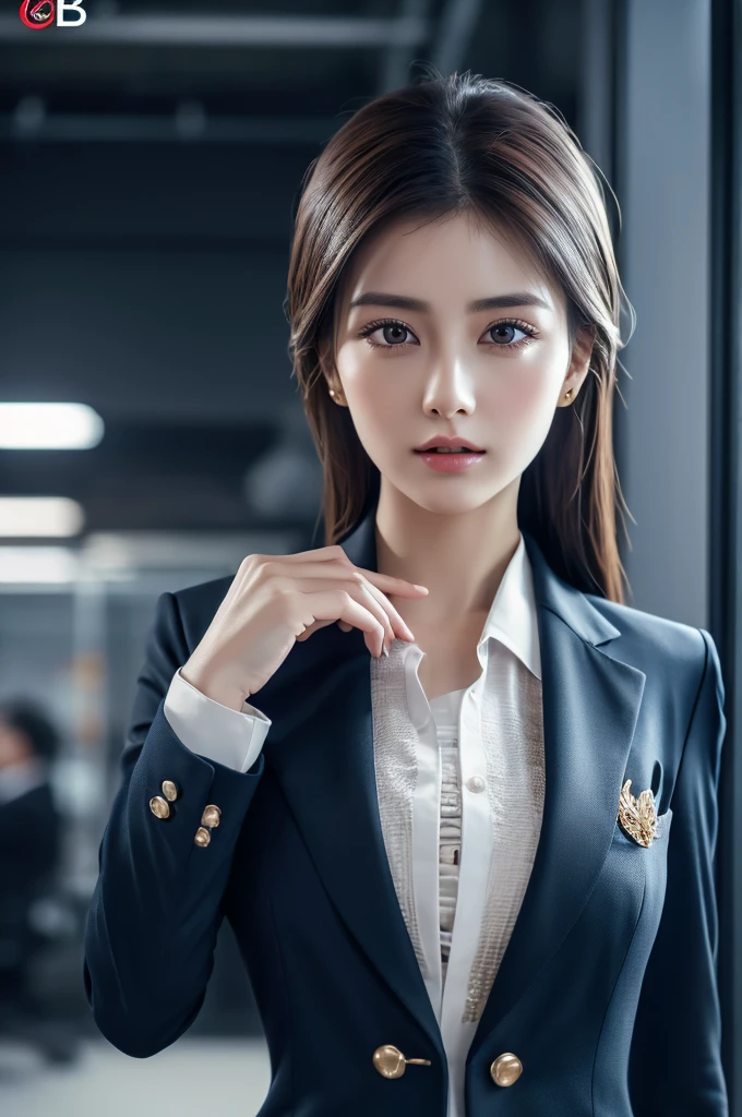 a very detailed and realistic CG Unity 8K wallpaper, high quality, extremely detailed, photorealistic, elegant office lady ,(full body),suit, intricate details, studio lighting, masterpiece, cinematic lighting, delicate fabric, beautiful eyes, sharp focus, hyper-detailed, vibrant colors