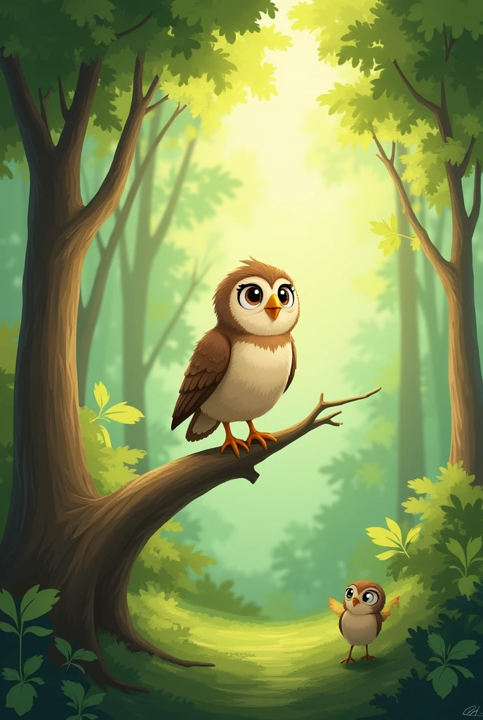 **The Little Bird Who Didn't Believe**
In a lush, green forest filled with the sweet songs of birds, there lived a small, brown sparrow named Pip. Pip was a curious bird, always asking questions and exploring new places. But there was one thing Pip didn’t believe in—his own ability to fly.
"You’re just a little bird," Pip would say to himself. "Flying is for big birds with strong wings."
Every morning, Pip would watch the other birds take off into the sky, soaring effortlessly and chirping happily as they disappeared into the clouds. Pip would watch from the ground, dreaming of what it would be like to fly but never trying it himself.
One sunny day, while Pip was pecking at some seeds, he heard a loud commotion. He looked up to see a young robin named Rosie flapping her wings frantically while perched on a low branch.
"Help! I can't get off this branch!" Rosie cried.
Pip rushed over and looked up at her. "Don’t worry, Rosie. I’m sure you’ll figure it out."
Rosie shook her feathers and looked embarrassed. "I’m trying, but I’m too small to fly properly."
Pip felt a pang of sympathy and remembered his own fears. "I know how you feel. I’m too small to fly, too."
Just then, Wise Old Owl, who had been watching from a high branch, spoke up. "Pip, Rosie, you both have wings. It's not about size; it’s about believing in yourself."
Pip and Rosie exchanged puzzled glances. "But how can we believe in ourselves if we’re afraid?" Rosie asked.
The wise owl hooted softly. "Sometimes, we have to take a leap of faith, even if we’re scared. Pip, you’ve been watching others fly for so long. Maybe it’s time to try yourself."
Pip thought about this. He had always been afraid to even attempt flying, convinced it wasn’t something he could do. But seeing Rosie’s struggle and hearing Wise Old Owl’s words gave him a new sense of courage.
"I’ll give it a try," Pip decided.
He hopped to the edge of a small hill, flapped his wings a few times, and took a deep breath. Pip looked up