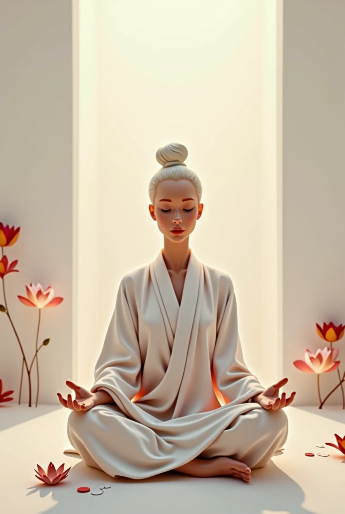 Brazilian Meditation School Brand Avatar wearing white with subtle red accents