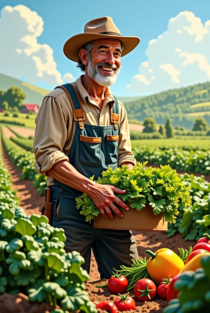 kind、Farmer、delicious、vegetables、happiness、Colorful、