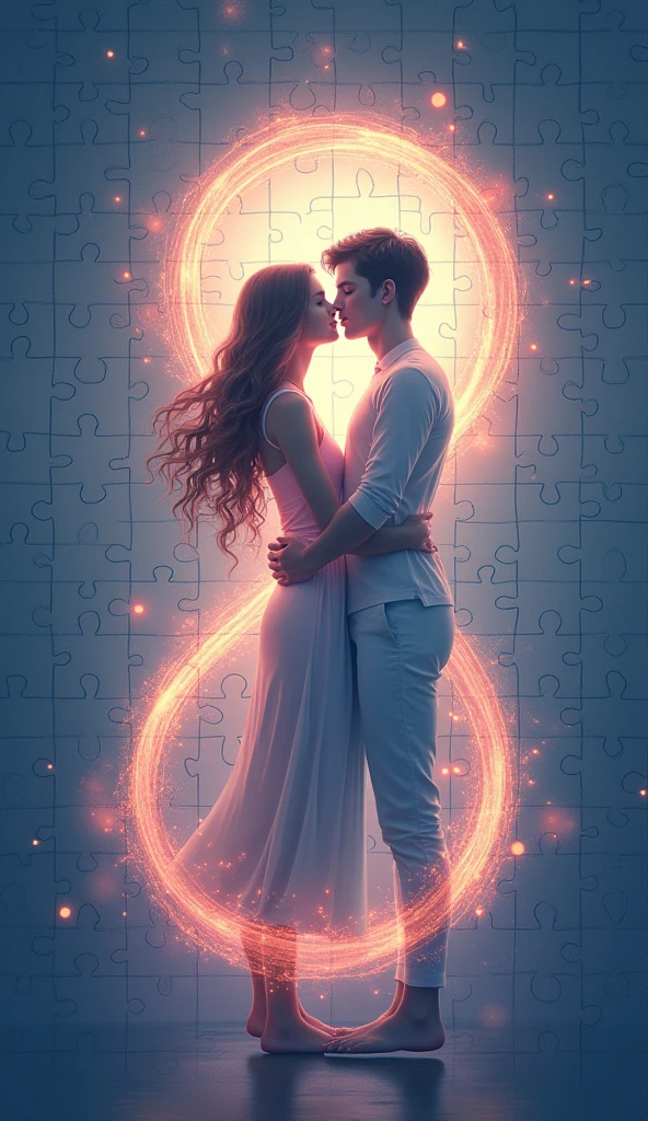 create an image inside a puzzle piece that combines the infinity symbol, connections and partners