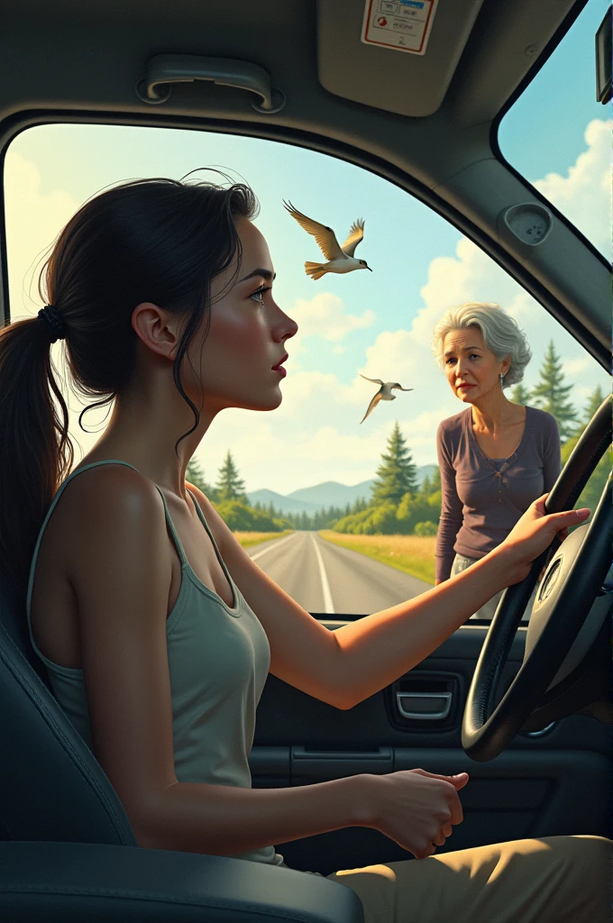A  hits birds while her grandma is watching 