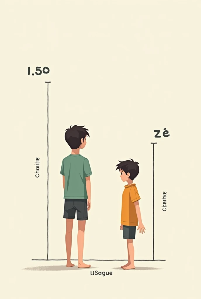 Chico has 1,50 meters and grows 2 centimeters per year, while Zé has 1,10 meters and grows 3 centimeters per year. Build an algorithm that calculates and prints how many years it will take for Zé to be bigger than Chico. create a block diagram