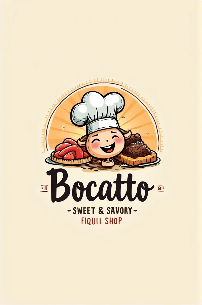 Logo for a sweet and savory snack shop with the name of: Bocatto