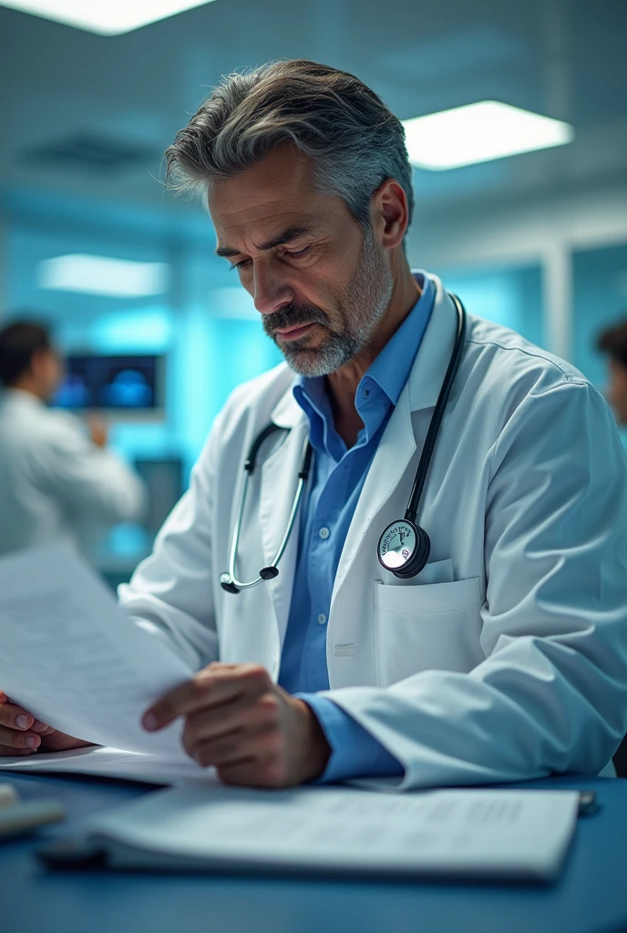 A doctor working hard. 