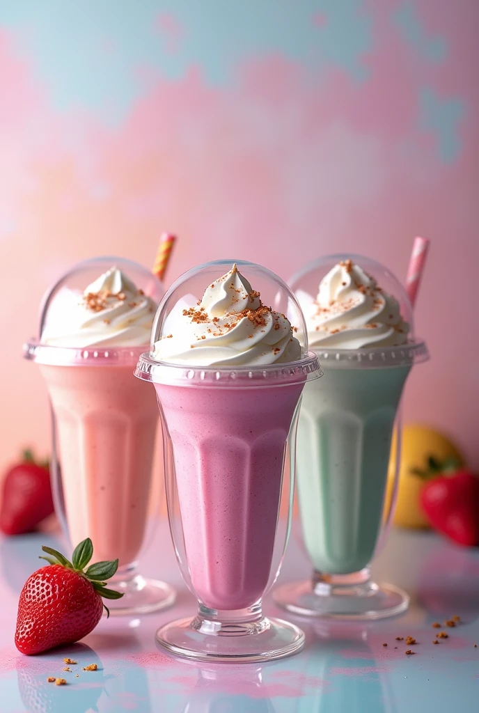 Buco milkshake menu of dome top plastic transparent cups 