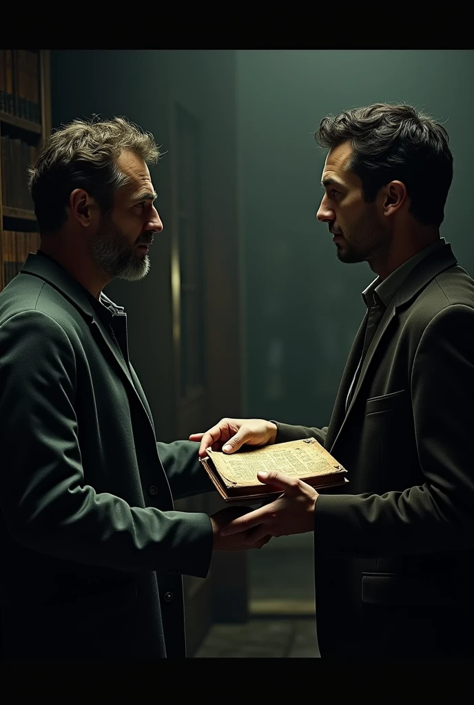 A mysterious conversation between two individuals in a dimly lit room. One person, with a determined expression, presents a book to the other. The other person, seemingly surprised, responds with a single word: "Huh?" The scene is filled with tension and intrigue, hinting at a hidden agenda or a dangerous secret.
Would you like to add any specific elements or genres to this prompt? For example, you could specify a particular setting (e.g., a library, a secret underground society), a particular genre (e.g., mystery, thriller, historical fiction), or a particular character (e.g., a young detective, a seasoned spy, a reluctant hero).