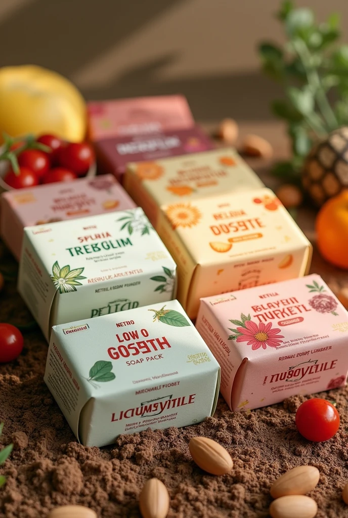 Organic soap pack cover with different flavour packs , brand name: netflix