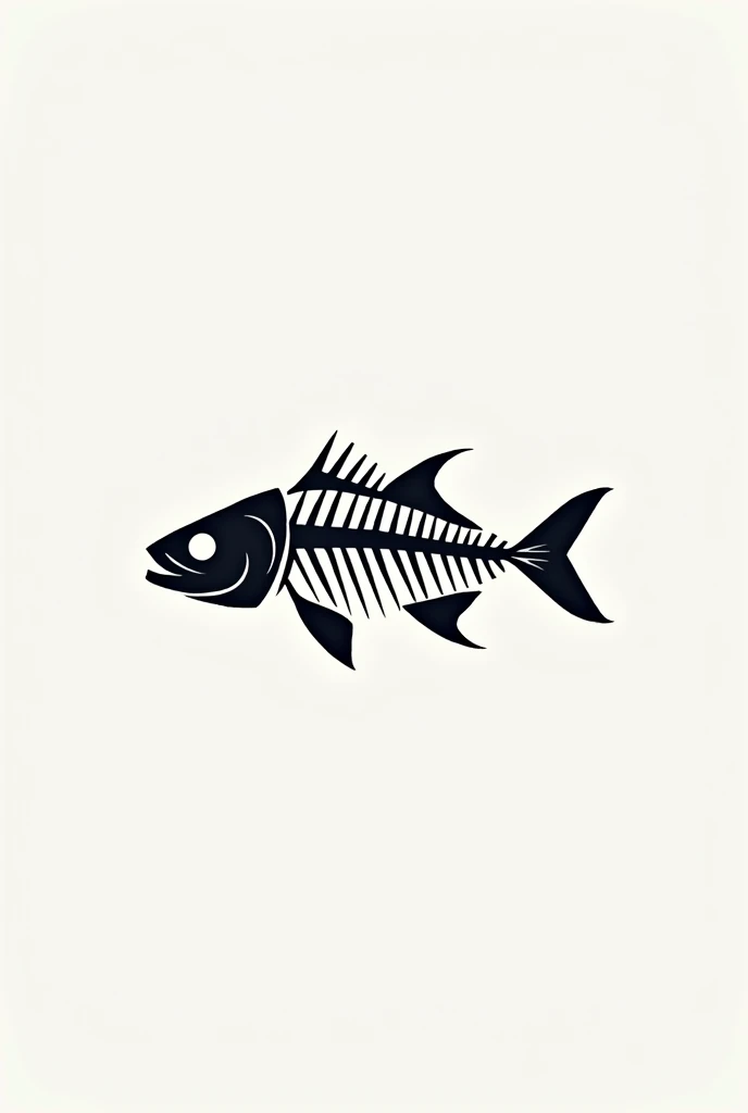 logo of a fish with skeleton showing