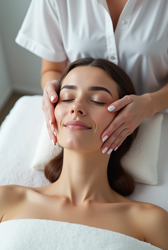 Generate an image with a woman doing Hydra facial Treatment at a clinic