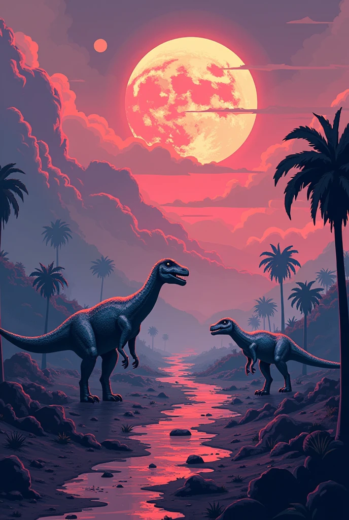 Dinosaur Extinction Pixelated Chrome Game 