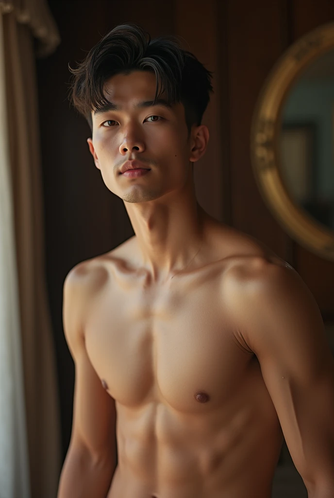 attractive asia young cute man, 20 years old, Mature and attractive cute man, luxury, big dick, out, nude、Wet body, masterpiece, top-quality