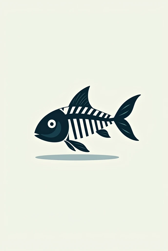 logo of a company that is an animated fish with a skeleton showing less realistic 
