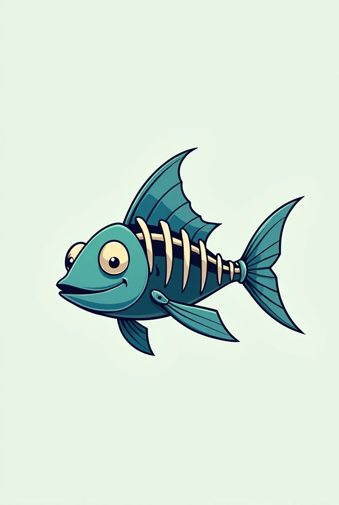 logo of a company that is an animated fish with a skeleton showing less realistic