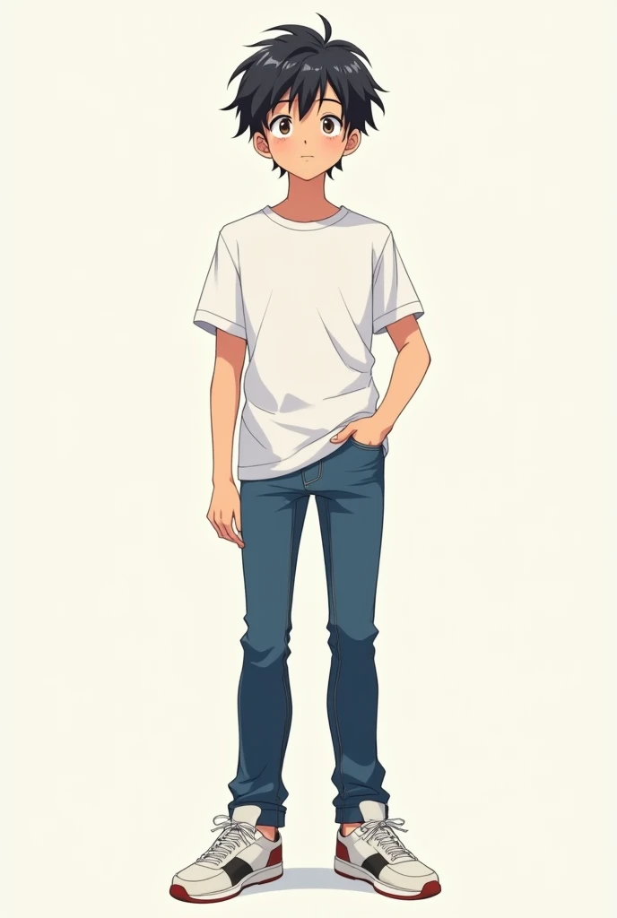 Anime boy in T-position full body casual dress