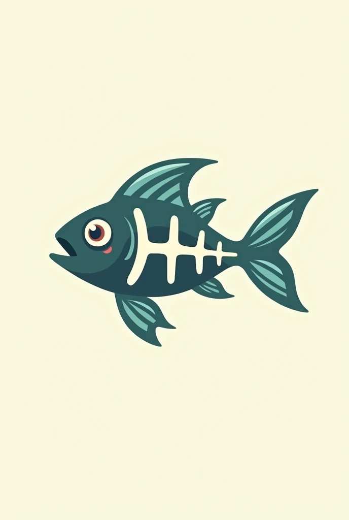 logo of a company that is an animated fish with a skeleton showing less realistic 