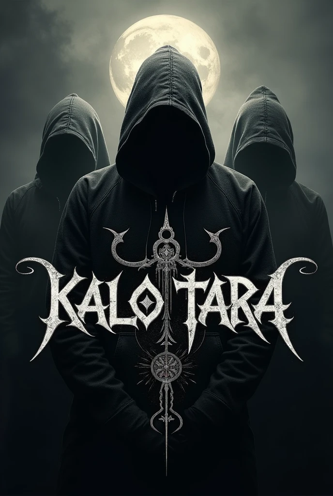 Make a logo for a music band KALO TARA following the genre of progressive metal. The band is formed in Nepal and it is Kathmandu based band. Make the logo's environment eerie and doomy. Also make the font gothic. 
