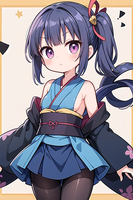 (masterpiece), (highest quality), ((Super detailed))、(super delicate)、Cute naughty Assassin girl、Pastel colors hair、medium breasts、(Thighs, fishnet pantyhose, ninja costume)、Gorgeous、short hair, (dark blue hair1.2), (naked:1.3), (forehead:1.5, parted bangs:1.5, bangs pinned back:1.5, asymmetrical bangs, hairclip, side ponytail:1,3), standard height, (Serious, Large eyes, yuruyuri)