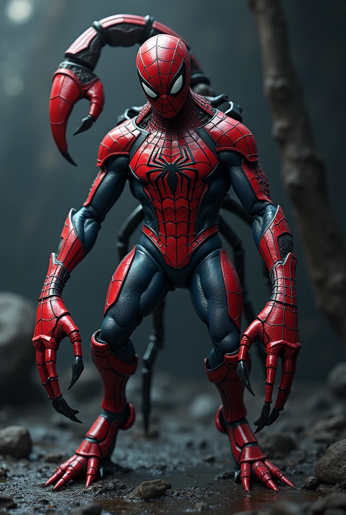 Un scorpion portant une armure Spider-Man.