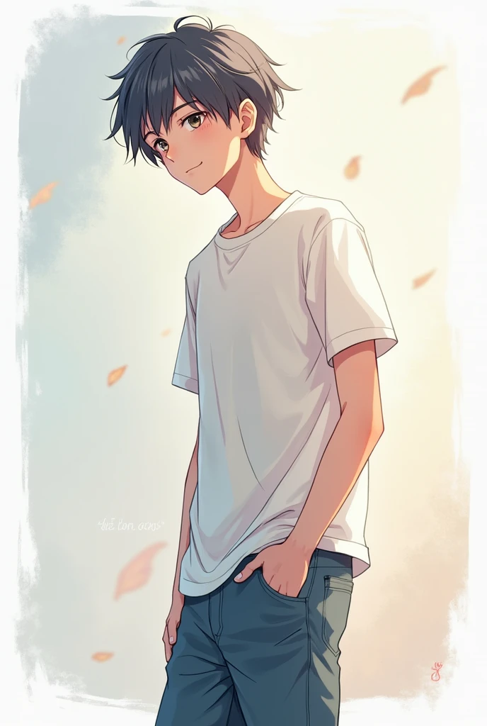 Anime boy sideways dressed casually 