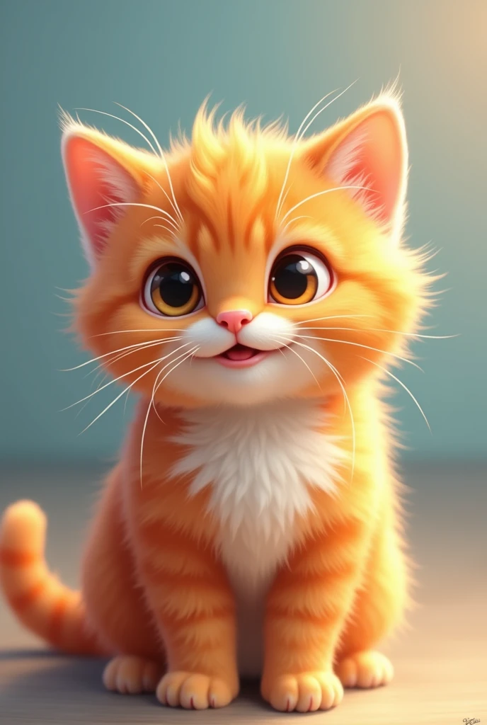 A cat with smile in orange colour in closeor