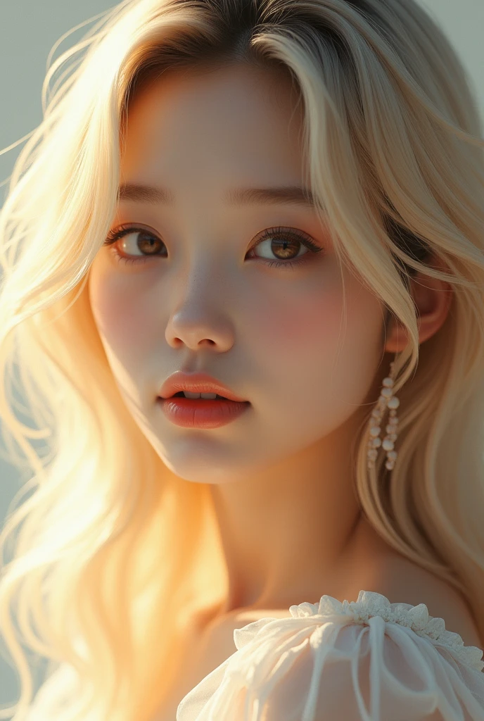a beautiful girl asian with blonde hair