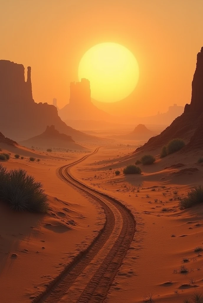 fondo imagen, desierto, poca luz, atardecer, humo, fuego.