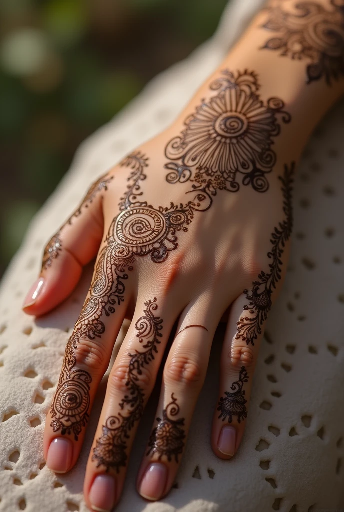 Mehndi ho girl hand realistic