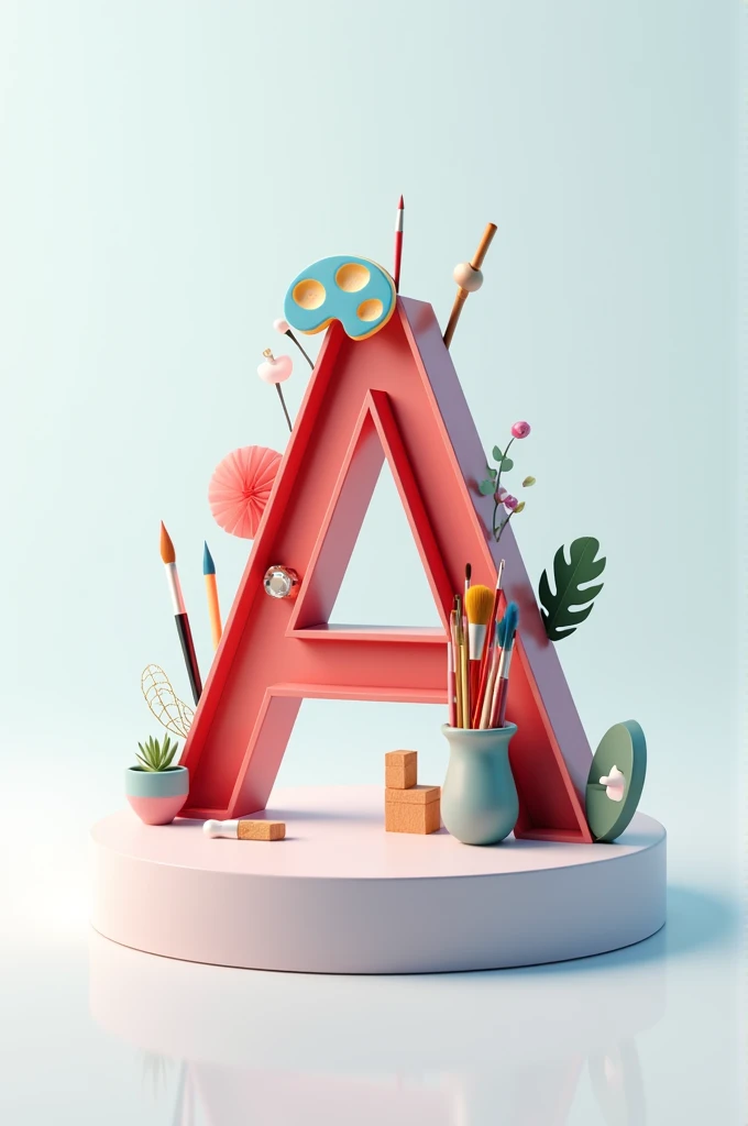 A 3d logo that represents art accessories and includes letter A