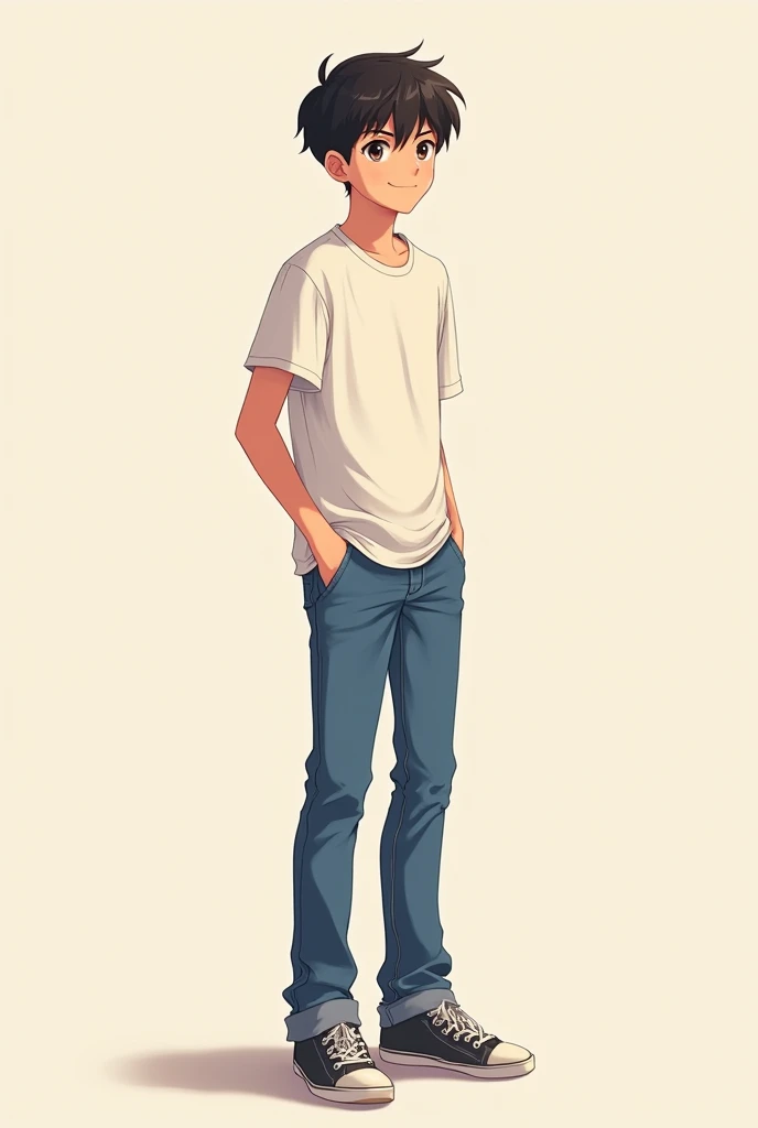 Anime boy side view casual dress body