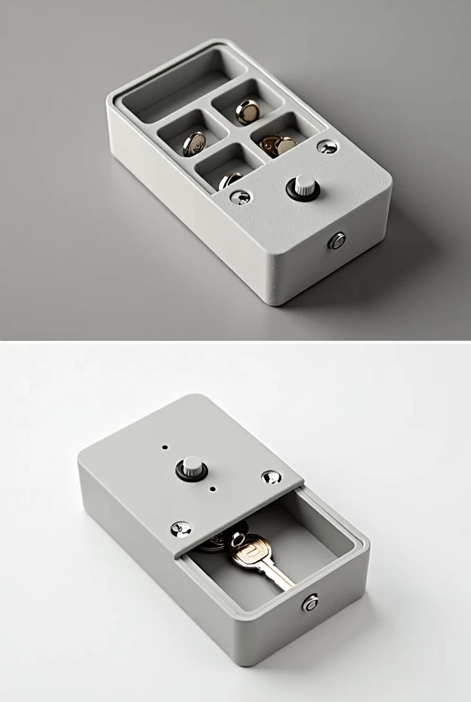 This idea consists of a small box that stores the keys and through a button mechanism, allows the user to choose which key they want, saving time and eliminating the disorganization that traditional key chains create.